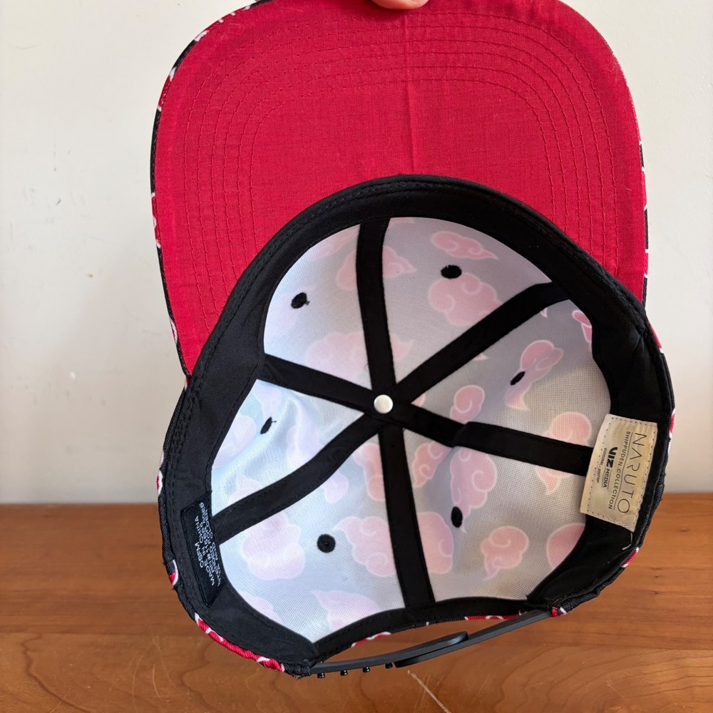 Naruto Shippuden Akatsuki Cloud Snapback Hat Black Red Viz Media Anime Cap OSFM - Picture 5 of 7